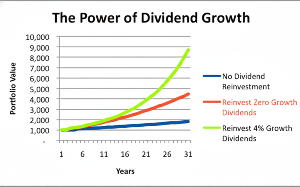 Chart showing dividend investing compound growth over 30 years