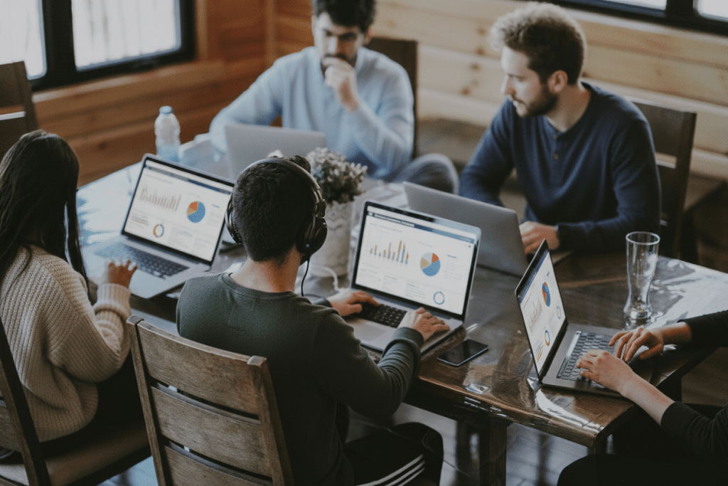 Diverse group discussing passive income investment strategies