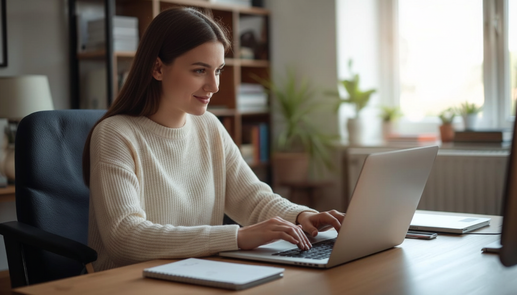 Freelancer providing online services and working remotely