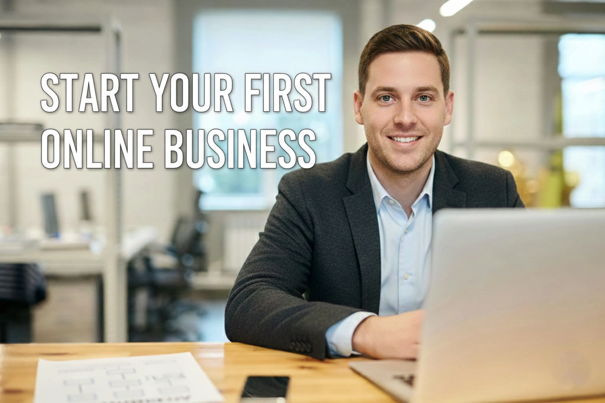 New entrepreneur launching first online business with action plan
