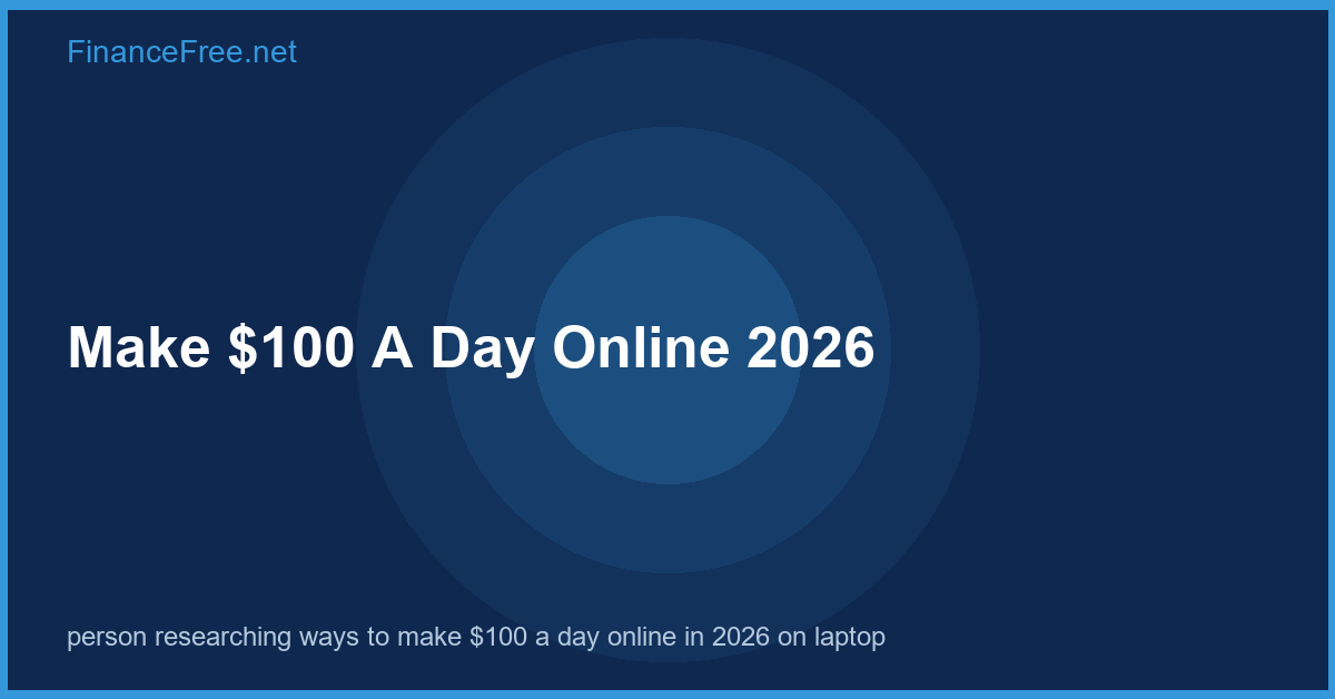 person researching ways to make $100 a day online in 2026 on laptop