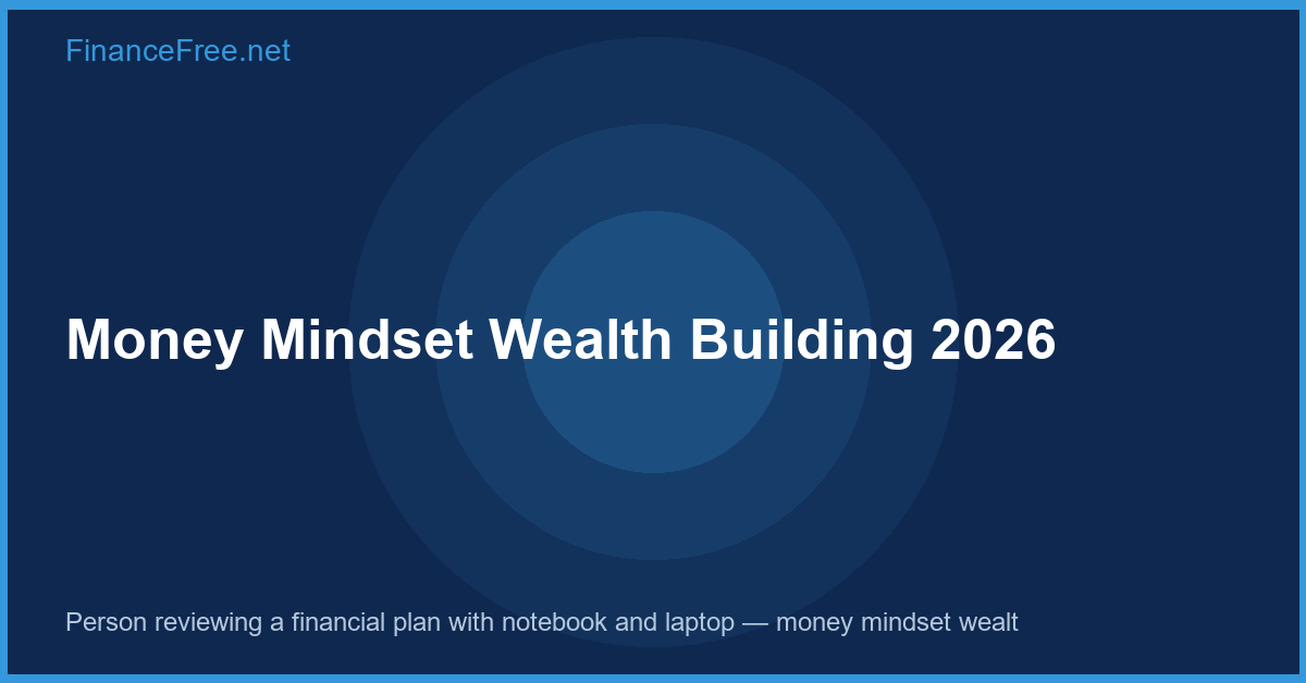 Person reviewing a financial plan with notebook and laptop — money mindset wealth building 2026