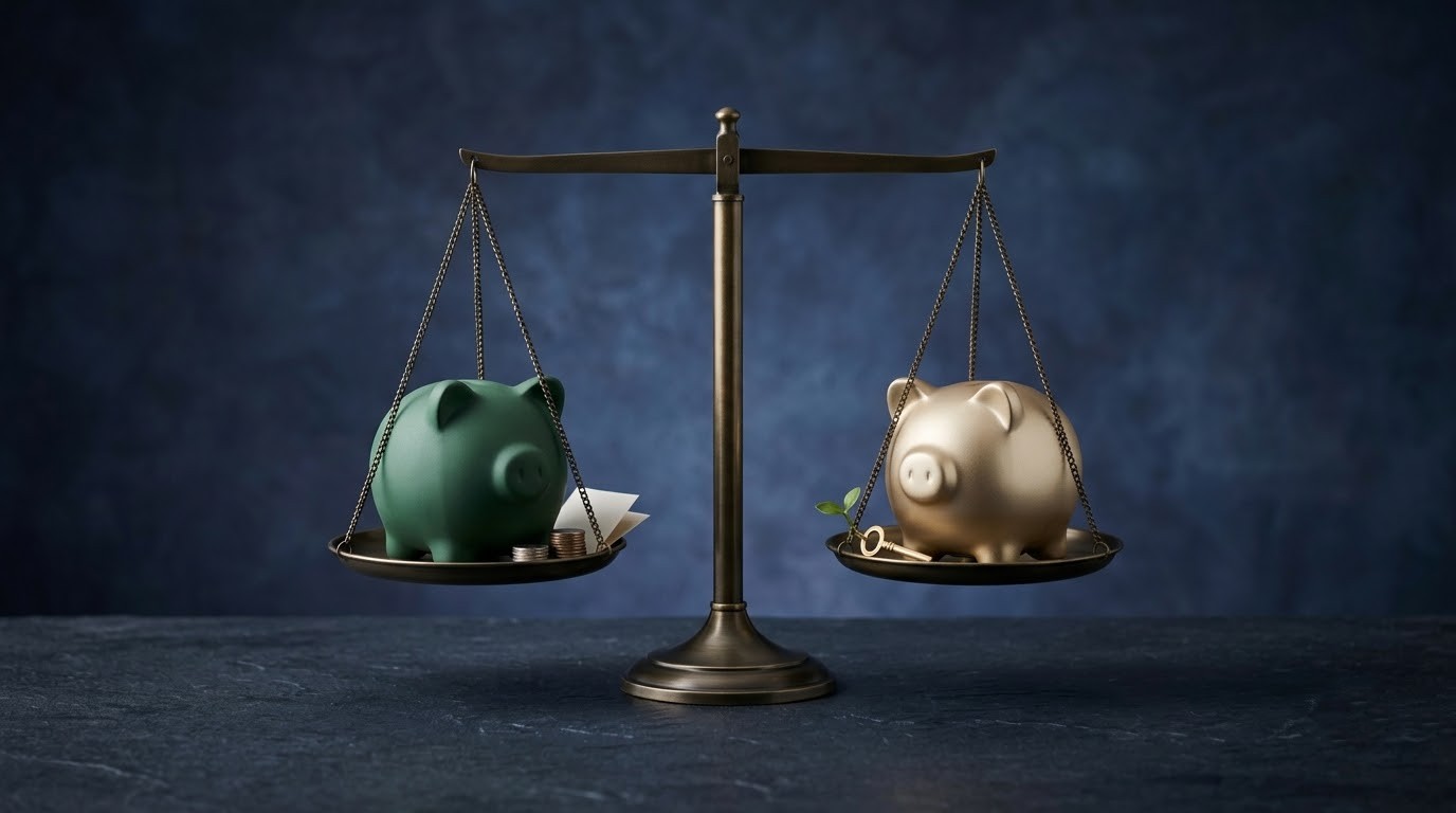 Conceptual illustration comparing Roth IRA and Traditional IRA retirement savings choices