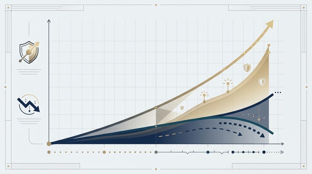 Diagram showing tax drag vs tax free compound growth over 30 years